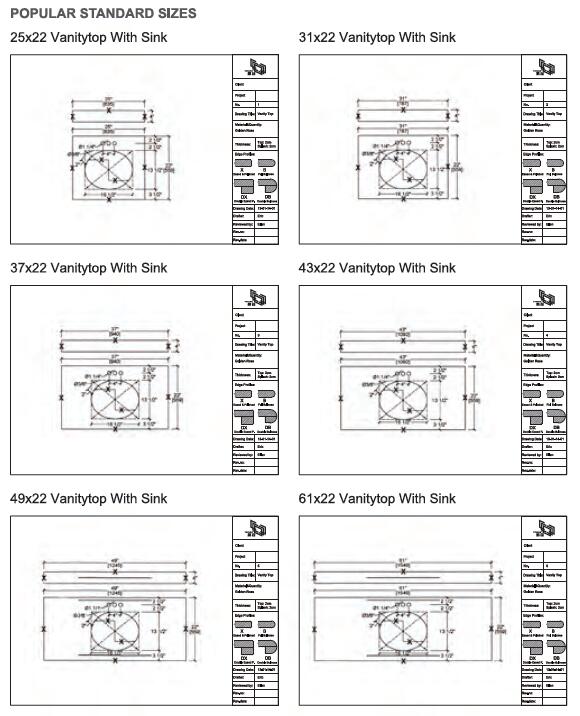 Bathroom vanity top popular size cad drawing-yeyang stone