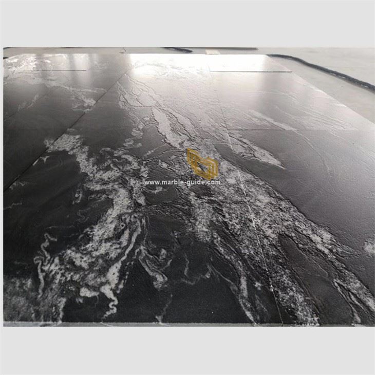 Leather Finish Black Horse Granite Slab For Countertop