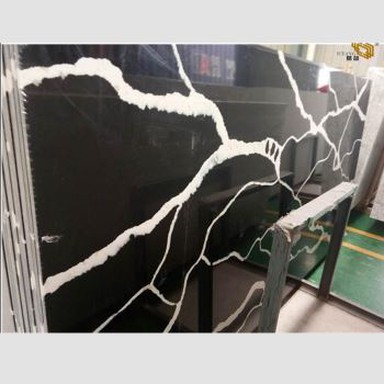 Calacatta svartar kvarsplötur