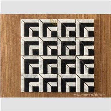 Svart og hvítt marmara mósaíkflísar